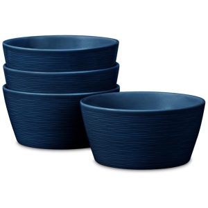 Conjunto de Tigelas Estilo Clássico com 4 Peças Capacidade de 740mL Material de Porcelana e Formato Redondo Noritake 4397-500D Azul Marinho
