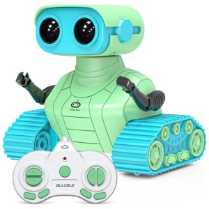 Robô ALLCELE Recarregável Controle Remoto com Música e Olhos LED Ideal para Meninos Presente Perfeito para Crianças. Cores Verde e Azul.