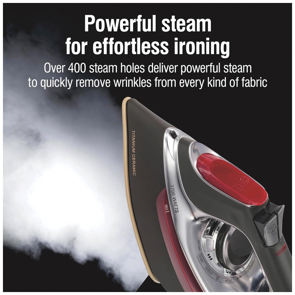 Ferro a Vapor CHI com Cabo Retrátil, 1700 Watts, Desligamento Automático 3 Vias, 400 Furos, Placa de Cerâmica com Titânio Infundido, - Imagem 3