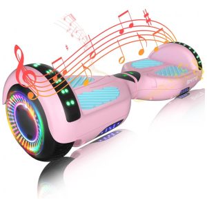 Hoverboard SIMATE com Bluetooth Luzes de LED e Controle via APP - Presente para Crianças e Adultos para Todas as Idades - Rosa e Azul