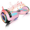 Hoverboard SIMATE com Bluetooth, Luzes de LED e Controle via APP - Presente para Crianças e Adultos, para Todas as Idades - Rosa e Azul