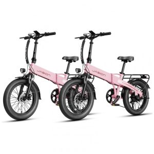 Bicicleta Elétrica Dobrável Jasion EB6 Rosa Kit com 2 Unidades 1000W Motor Brushless Bateria Embutida Removível 48V 375Wh Pneus 20" Fat Tire 7 Marchas 110V