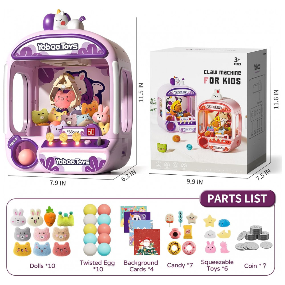 ORANGE OCEAN Máquina de Garra Grande 60 PCS Estilo Unicórnio com Luz e Som, Brinquedo Arcade Interativo para Crianças 3-8 Anos - Imagem 9