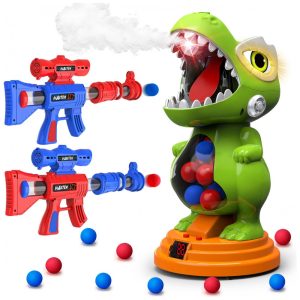 BAODLON Jogo de Tiro Dinossauro com Alvo Eletrônico Móvel 2 Pistolas de Brinquedo 24 Bolinhas de Espuma - Presente Ideal para Crianças