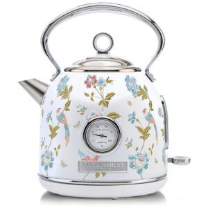 Chaleira Elétrica Laura Ashley 17L Inox Branco com Estampa Floral Elveden Termômetro Externo Filtro Removível Dome VQ-SBPKK336-LAEW-US 1500W 110V