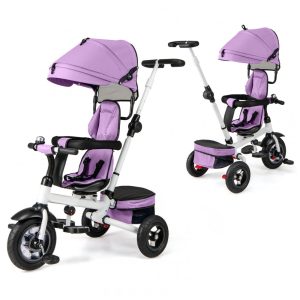 Costzon 8808 Triciclo Infantil para Passeio com Assento Ajustável 6 Estágios Idade Recomendada 2 a 5 Anos Roxo