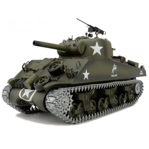 Tanque Militar M4A3 Sherman de Controle Remoto com Torre Giratória de 360 Graus e Frequência de 2.4GHz Heng Long