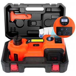 Macaco Elétrico EHEELP 5Ton 12V Kit de Elevação Hidráulico para Troca de Pneus de SUVs MPVs Sedans e Caminhões na Garagem com Display LCD 3 em 1