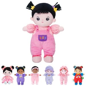 Boneca de Bebê de Pelúcia OUOZZZ para Meninas - Boneca Macia para Dormir e Cuidar - Cabelo Preto Asiático - Brinquedo para Crianças
