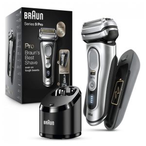 Barbeador Elétrico Masculino Portátil 5 em 1 Braun 9477cc com Acessórios e PowerCase Prata