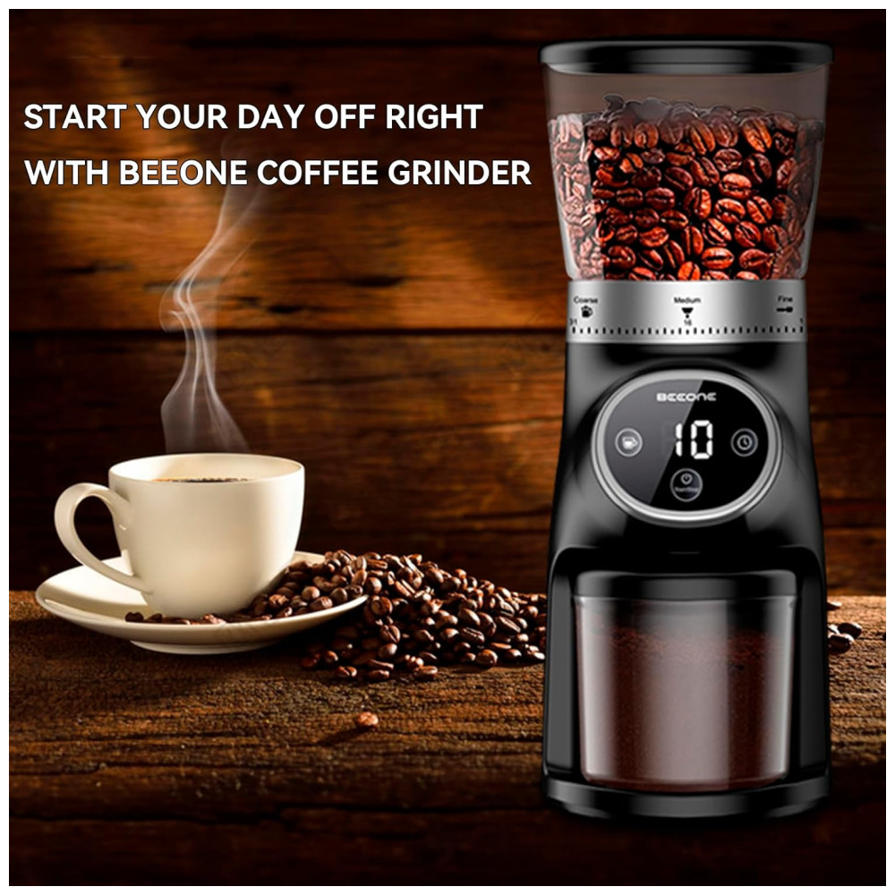 Moedor de Café Elétrico até 10 xícaras com 31 Configurações de Moagem e Display LED 110V 200W BEEONE Preto - Imagem 7