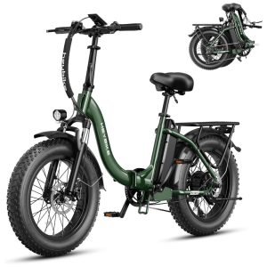 Bicicleta Elétrica Dobrável Ranger 2.0 Motor 1400W Pico Bateria 600Wh Autonomia 96 km Pneus 20x4.0 Freio 180mm Suspensão Até 45 km/h USB Bagageiro Verde