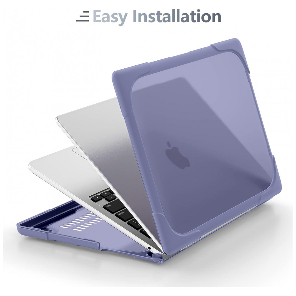 Capa Rígida Batianda MacBook Air 136" Cinza Lavanda – Modelos A2681 A3113 A3240 com Suporte Dobrável e Proteção Completa - Imagem 5