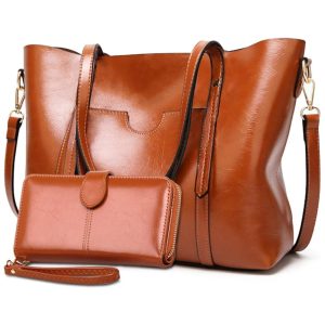 Bolsa Feminina de Ombro em Couro Sintético com Carteira BESTOU Marrom