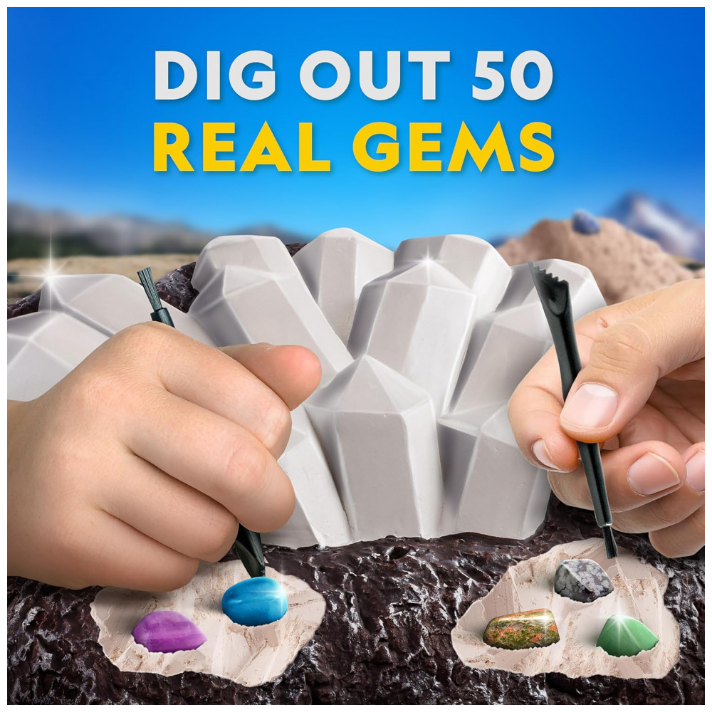 Kit de Escavação Gigante de Gemas Reais – Brinquedo Educativo STEM, Presente Criativo para Crianças com 50 gemas, National Geographic - Imagem 2