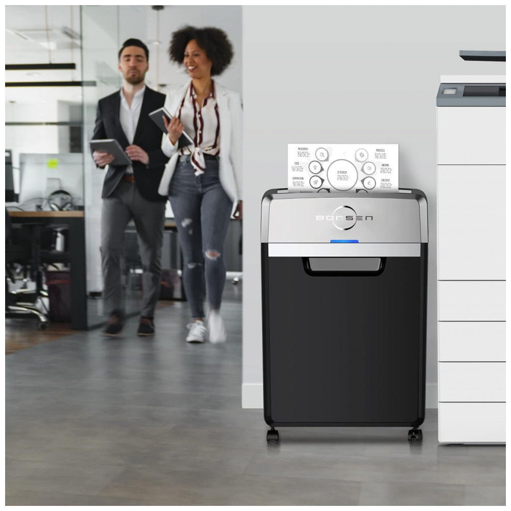 Triturador de Papel Pesada BONSEN, Corte Cruzado de 24 Folhas, Tempo de Funcionamento Contínuo de 40 Minutos, Fragmentadora de Grau Comercial - Imagem 8