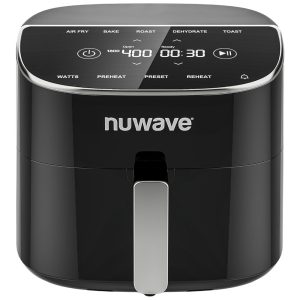 Fritadeira Elétrica Air Fryer 7.5L com Tela Digital Livre de PFAS 100 Predefinições e 50 Memória 110V 1800W Nuwave Preta
