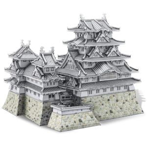 Quebra Cabeças 3D em Metal para Adultos Tema Castelo de Himeji com 486 Peças Piececool Prata