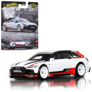 Hot Wheels Premium Car Culture Fast Wagons 164 Scale DieCast Audi RS 6 Avant com Pneus Real Riders e Corpo/Chassi de Metal