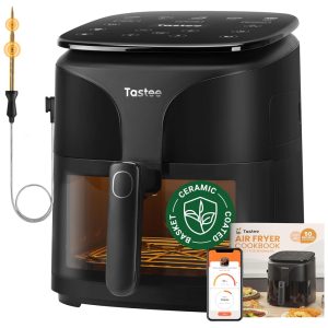 Fritadeira Elétrica Cerâmica Tastee 8 em 1 52L Desidratador 232°C com Sonda Inteligente 24 Receitas App com Receitas