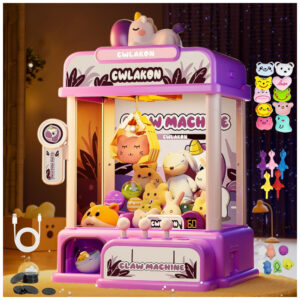 Máquina de Garra Mini Arcade CWLAKON Roxa com Som, Luzes e Desafio de 60 Segundos