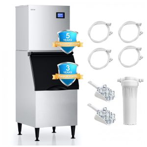 Máquina de Gelo Industrial COTLIN 5588 cm - Produção de 550 kg por dia Armazenamento de 159 kg Compressor SECOP Gelo de Alta Qualidade em Nugget Filtr