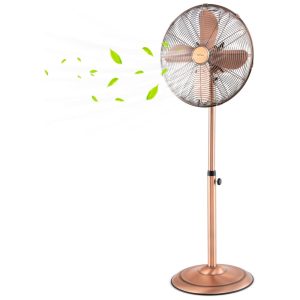 Ventilador de Pedestal Oscilante de Metal Silencioso e Potente com 3 Velocidades e Ajuste de Altura 110V COSTWAY Cobre
