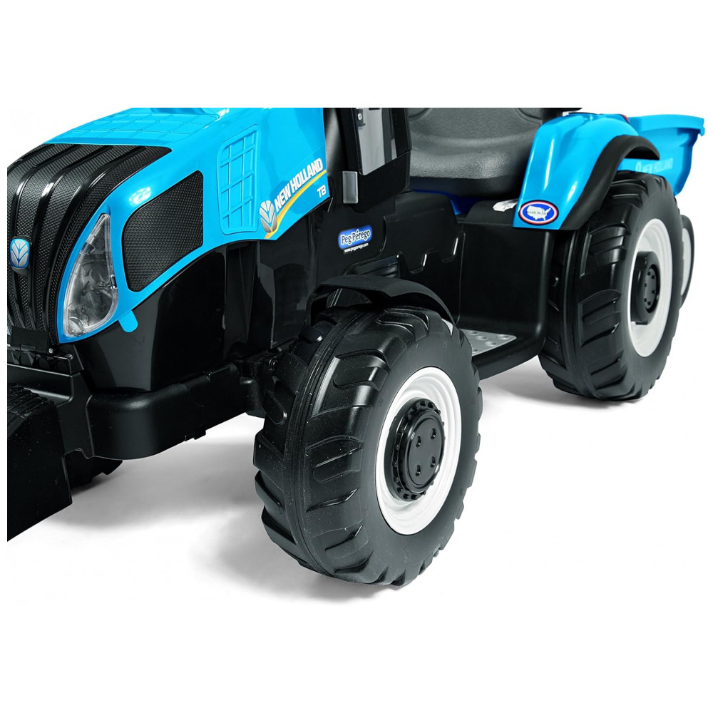 Trator com Reboque Elétrico Infantil Peg Perego New Holland T8 12 Volts Azul - Imagem 4