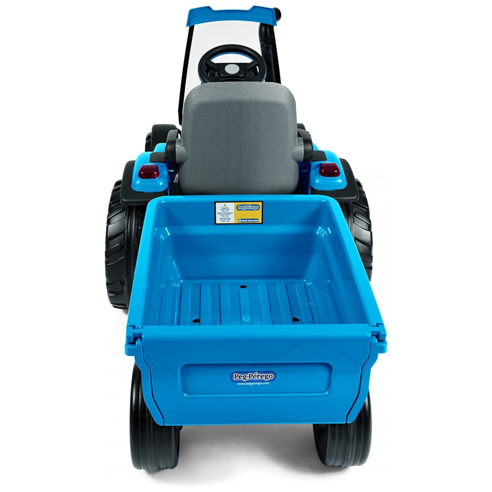 Trator com Reboque Elétrico Infantil Peg Perego New Holland T8 12 Volts Azul - Imagem 6