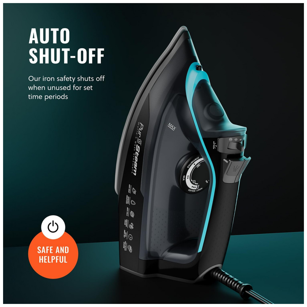 Ferro a Vapor Pursteam SteamBurst 1750W, Base de Cerâmica, Vapor Ajustável, Jato de Vapor, Autolimpeza, Anticalcário, Pursteam World's Best Steamers - Imagem 8