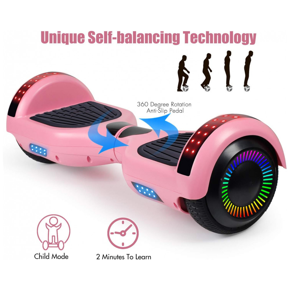Hoverboard LIEAGLE 6,5" A005 Rosa com Rodas LED e Bluetooth para Crianças e Adultos - Imagem 2