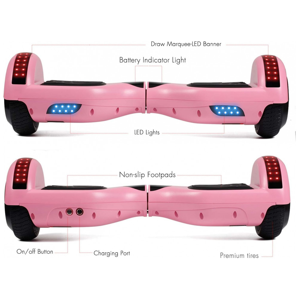 Hoverboard LIEAGLE 6,5" A005 Rosa com Rodas LED e Bluetooth para Crianças e Adultos - Imagem 3