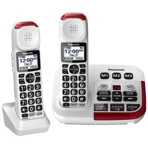 Telefone sem Fio Amplificado com Secretária Eletrônica 2 Und PANASONIC KX TGM420W 1 KX TGMA44W Branco