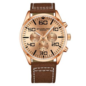 Relógio Masculino Stuhrling Aviador 4001 Quartzo 42mm Marrom