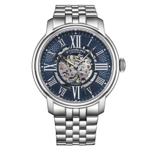 Relógio Automático Atrium 4031 com mostrador Azul 42mm - Prata Stuhrling.