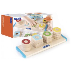 Blocos geométricos Colorful Count and Twist Guidecraft em madeira para encaixe contagem e frações para crianças a partir de 2 anos
