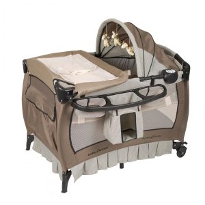 Berço Cercado Portátil com Controle de Volume Luz Noturna e Vibração Baby Trend Marrom