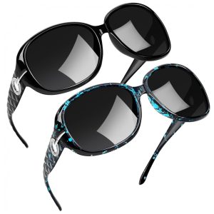 Óculos de Sol Feminino Polarizados com Proteção UV Joopin C11 2 Unidades Preto e Azul Tartaruga