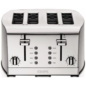 Torradeira Elétrica 4 fatias Aço Inoxidável Escovado e Cromado 110v KRUPS KH734D Prateado