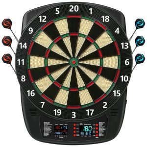 Jogo de Dardos Eletrônico 6 Dardos 40 Modos de Jogo e 427 Variações de Pontuação com Adaptador de Energia e LED Colorido para até 8 Jogadores PAETAE Preto