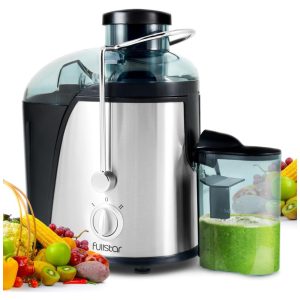 Espremedor de Sucos Fullstar 2 Velocidades Compacto e Sem BPA Preto. Ideal para frutas e vegetais frescos.