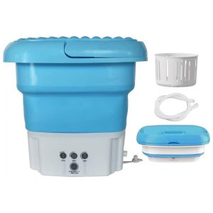 Mini Máquina de Lavar Portátil 2 Kg com Cesto de Drenagem Bivolt BESDAS Azul