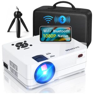 Projetor Nativo 1080P com WiFi e Bluetooth Bivolt Cinema em Full HD para Filmes ao Ar Livre Projetor de 300" para Home Theater 4K Dxyiitoo