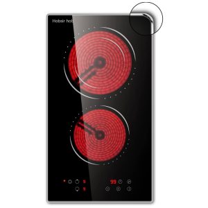 Cooktop Elétrico Hobsir Hob 2 Queimadores Fogão Elétrico de 30 centímetros Cooktop de Cerâmica Embutido com Controle Touch Temporizador Trava de Segurança