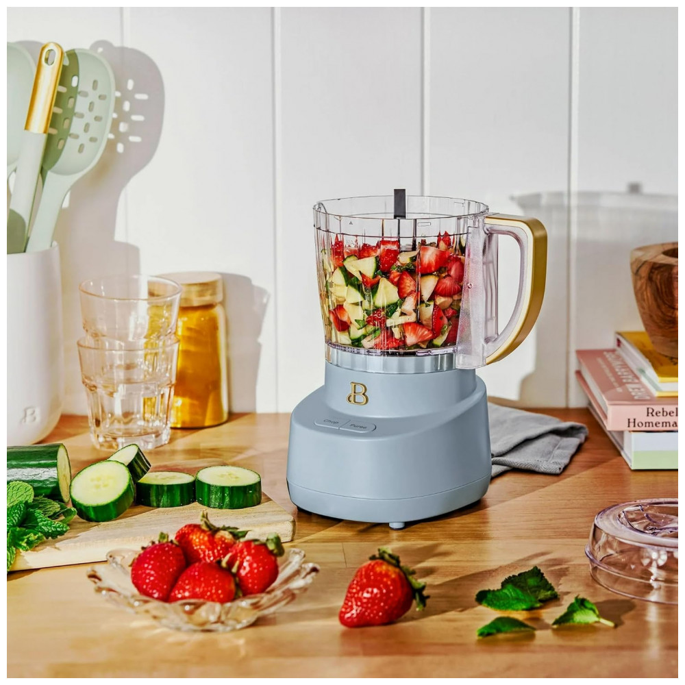 Processador de alimentos elétrico Beautiful 3 xícaras azul cornflower 250W tigela plástica BPA free lâminas em inox 5240917 110V - Imagem 2