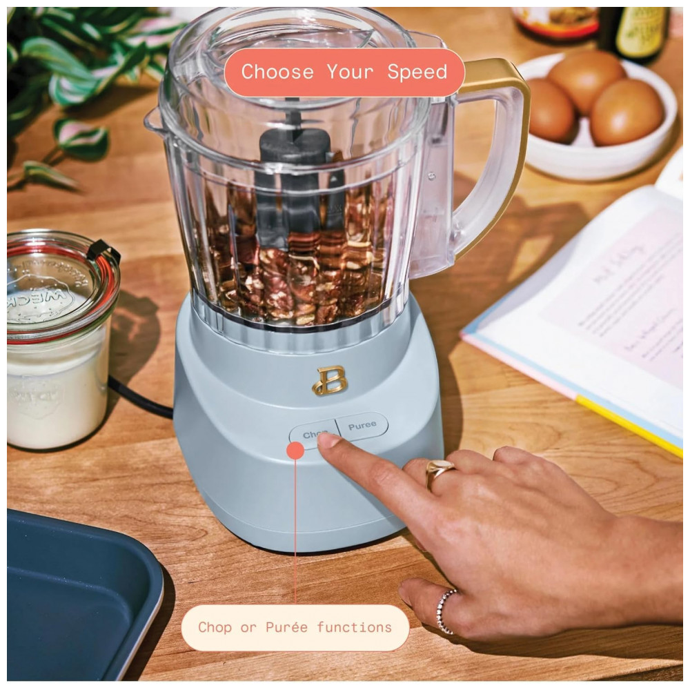 Processador de alimentos elétrico Beautiful 3 xícaras azul cornflower 250W tigela plástica BPA free lâminas em inox 5240917 110V - Imagem 3