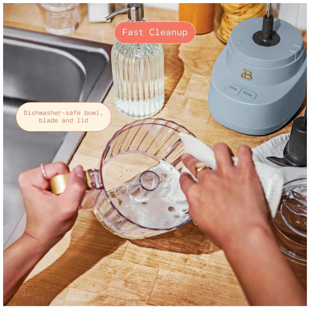 Processador de alimentos elétrico Beautiful 3 xícaras azul cornflower 250W tigela plástica BPA free lâminas em inox 5240917 110V - Imagem 4