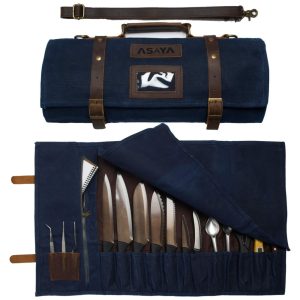 Asaya Estojo Bolsa Portátil para Facas com 15 Slots Facas não Incluídas Azul