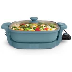 Panela elétrica Bella Make & Take 305 cm azul com tampa de vidro revestimento cerâmico EverGood base em alumínio fundido 1200W 110V