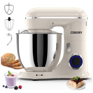 Batedeira Elétrica CEBORY Almond Cream 65L 660W 10 Velocidades com Tigela Inox Removível Gancho para Massa e Batedor 110V